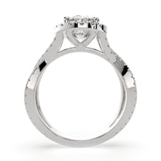 Ophelia Oval Cut Pave Halo Split Shank Engagement Ring Setting - Nivetta